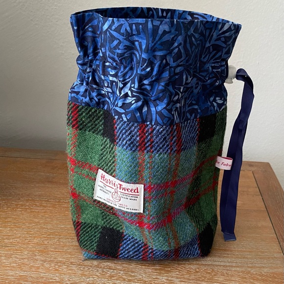 Harris Tweed Wool Drawstring Knitting Bag - Picture 7 of 9